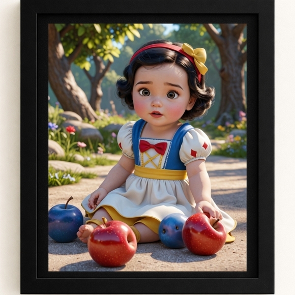 Hand Crafted Other - Cute Baby Snow White A.I. Art Print In A 8x10 Frame